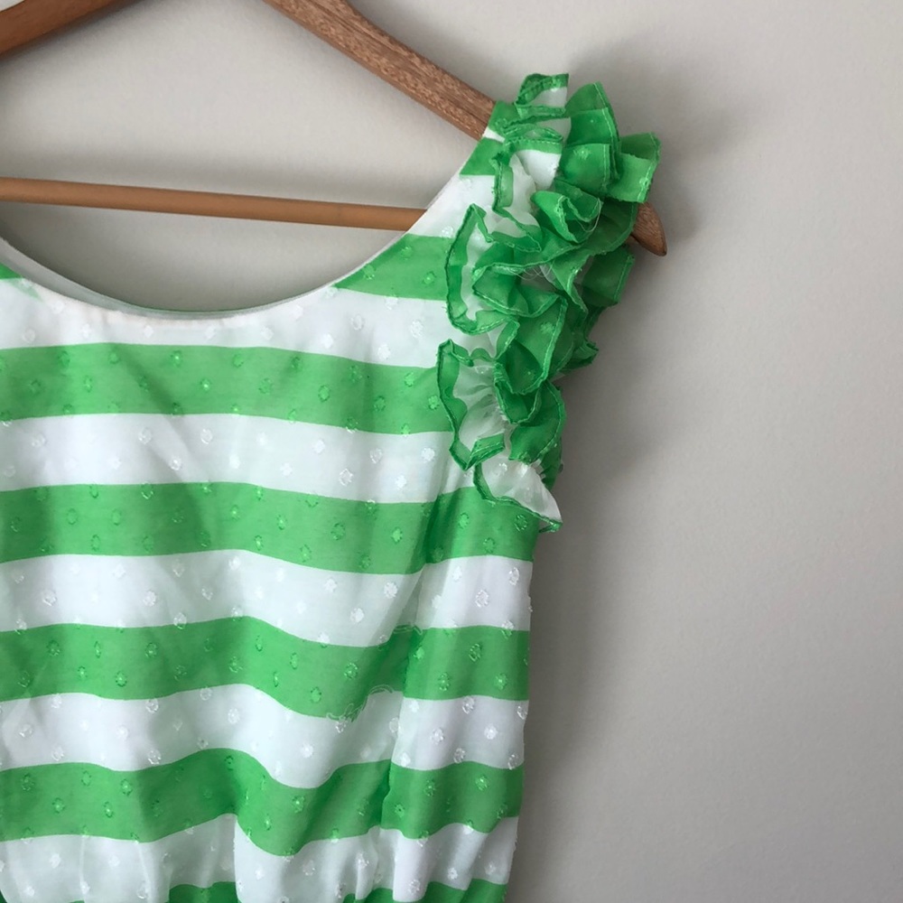 Lilly Pulitzer Green Stripe Ruffle Sleeve Dress - Picture 2 of 7